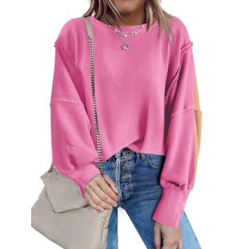 Nirovien Oversized Sweatshirt for Women Loose Fit Crew Neck Long Sleeve Shirts Casual Slouchy Pullov...