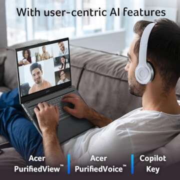 Acer Aspire 15 Laptop | 15.6" FHD Display | AMD Ryzen 5 8640HS Hexa-Core Processor | AMD Radeon Graphics | 8GB DDR5 | 512GB Gen 4 SSD | Wi-Fi 6E | AI PC | Copilot Key | Backlit Keyboard | A15-41M-R8Y2