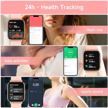 Smart Watches for Women Men, 1.83" Fitness Watch with Calls, Sleep Heart Rate Monitor, IP68 Waterproof with Multi Sport Modes Step Counter, Smartwatches Compatible with iPhone&Android, Rose Gold