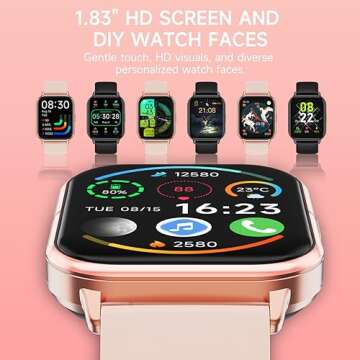 Smart Watches for Women Men, 1.83" Fitness Watch with Calls, Sleep Heart Rate Monitor, IP68 Waterproof with Multi Sport Modes Step Counter, Smartwatches Compatible with iPhone&Android, Rose Gold