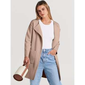 ANRABESS Women's Open Front Knit Lightweight Cardigan Casual Long Coatigan Sweater Lady Jacket Coat 2025 Fall Outerwear Khaki X-Large
