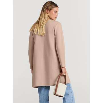 ANRABESS Women's Open Front Knit Lightweight Cardigan Casual Long Coatigan Sweater Lady Jacket Coat 2025 Fall Outerwear Khaki X-Large