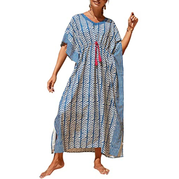 Bsubseach Kaftan Dresses for Women Plus Size Swimsuit Cover Up Long Caftan Dress with Waist Drawstri...