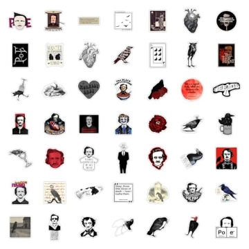 Edgar Allan Poe Stickers - 100Pcs Waterproof Vinyl Pack