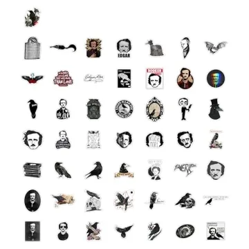Edgar Allan Poe Stickers - 100Pcs Waterproof Vinyl Pack