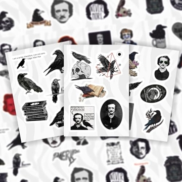Edgar Allan Poe Stickers - 100Pcs Waterproof Vinyl Pack