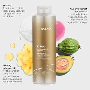 Joico K-PAK Daily Reconstructing Shampoo | For Damaged Hair | Repair & Prevent Breakage | Boost Shine | With Keratin & Guajava Fruit Extract | 33.8 Fl Oz