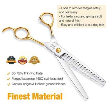 JASON 7.5" 18-Teeth Chunkers Shears for Dogs Cats Grooming Texturizing Blending Thinning Scissor Pet...
