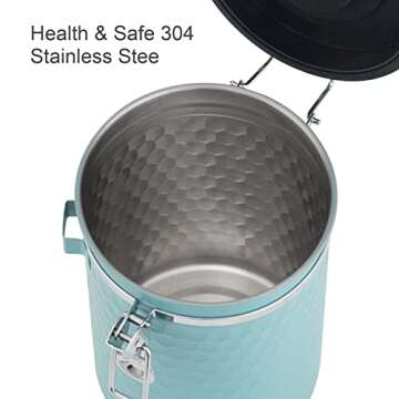 TEDSWAIT Coffee Canisters Airtight Coffee Bean Storage Container Kitchen Stainless Steel Food Storage Container with Scoop Date Tracker & CO2 Valve 61Fl Oz (Lake Blue)