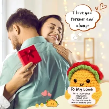 Boyfriend Valentines Day Gifts for Her Him Girlfriend Wife Husband Birthday Unique Gift Ideas, Handmade Crochet Positive Taco I Love You Gifts Couples Anniversary Christmas Small Gifts - To My Love
