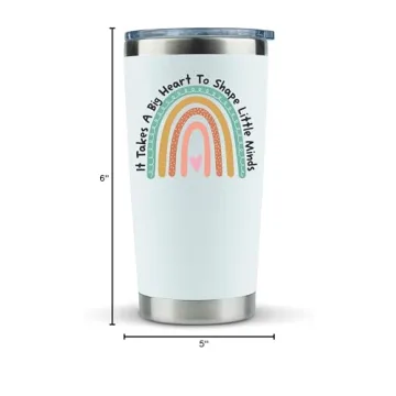 KLUBI Teacher Appreciation Gifts for Women - It Takes a Big Heart to Shape Little Minds Teacher Tumbler With Straw 20 Ounce Thank You Gifts for Women Nanny Gifts Travel Mug Preschool Teacher Gifts
