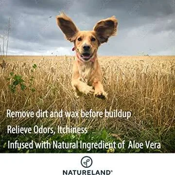 [150 pcs Extra-Large] Natureland Dog Ear Wipes - Extra Large Pads [170%] - Otic Cleaning Wipes for Infections and Controlling Ear Infections and Ear Odor in Pets