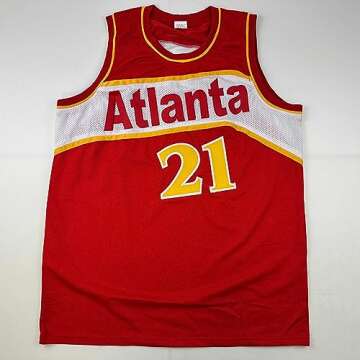 Facsimile Autographed Dominique Wilkins Atlanta Red Reprint Laser Auto Basketball Jersey Size Men's XL