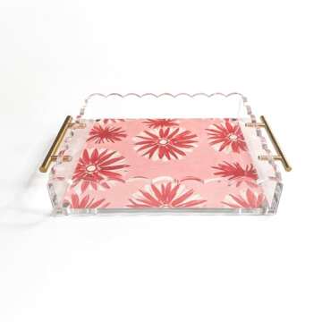 GRAHAM DESIGN Acrylic Scalloped Tray with Bronze Handles and a Magnetic Mat - Customizable for Photo...