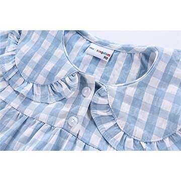 Mud Kingdom Litter Girls Nightgown Long Sleeve Cute Plaid Peter Pan Collar Sleepwear Soft Yellow 5T