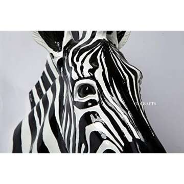 Yun and Lin Crafts Resin Zebra Head Sculpture Animal Pinto Wall Art for Home Decor (Black and White),17inch x15inch x7inch
