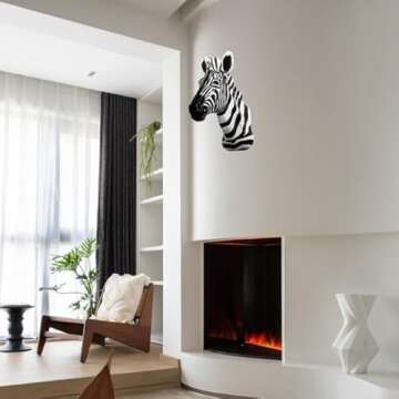 Yun and Lin Crafts Resin Zebra Head Sculpture Animal Pinto Wall Art for Home Decor (Black and White),17inch x15inch x7inch
