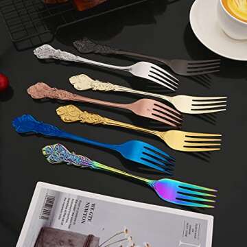 JASHII 24-Piece Black Cutlery Set Silverware Set, Mirror Polished, Stainless Steel Flatware Cutlery Eating Utensils Service for 6, Unique Elegant Pattern, Dishwasher Safe (Black)