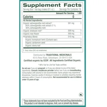 Traditional Medicinals Stress Ease Calm Tea - Relax & Rejuvenate with Ashwagandha