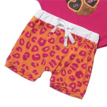 Elle Olivia Lil Mama 3 Pc Short Sleeve Top Long Bottoms & Matching Shorts Baby Girl Clothes Toddler Outfits Summer Casual Girls Clothing Cute Set Orange 5T