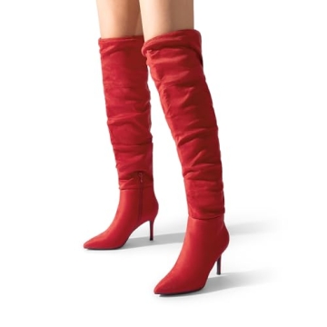 Stylish Red Suede Thigh High Heels for Every Occasion
