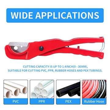 WiseWater PVC Cutter Up to 1-3/8inch (0-36mm), Convenient PEX Cutter Tool, PEX Tubing Cutter