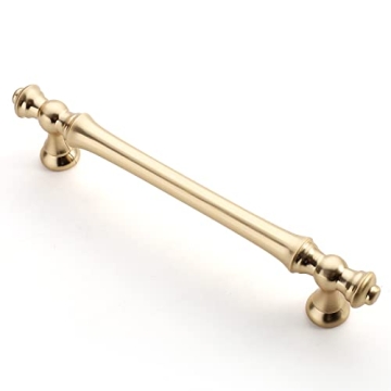 Asidrama 6 Pack 5 Inch Brushed Brass Kitchen Cabinet Handles