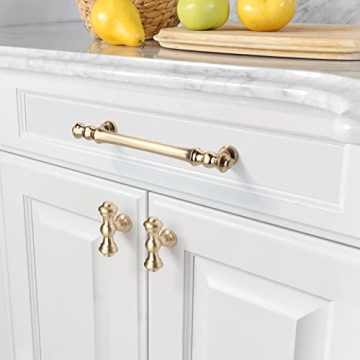 Asidrama Brushed Brass Kitchen Cabinet Handles - 6 Pack