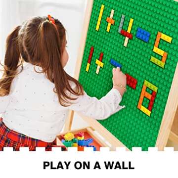 Etarnfly 8 Pack Peel-and-Stick Building Baseplates, 10”x10” Classic Self-Adhesive Boards - 100% Compatible with All Major Brands, Sturdy Stacking Play Table Top, Green/Grey/Blue/White