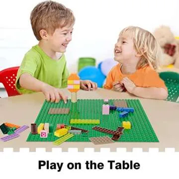 Etarnfly 8 Pack Peel-and-Stick Building Baseplates, 10”x10” Classic Self-Adhesive Boards - 100% Compatible with All Major Brands, Sturdy Stacking Play Table Top, Green/Grey/Blue/White