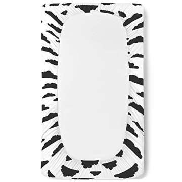 BaeBae Goods Crib Sheets for Baby Boys and Girls, 4 Pack, Soft and Breathable Jersey Knit Fitted Sheet Set, Black and White, Cute Gender Neutral Nursery Mattress Bedding, Universal Fit