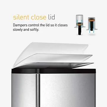 simplehuman 38 Liter / 10 Gallon Rectangular Kitchen Step Trash Can, Brushed Stainless Steel