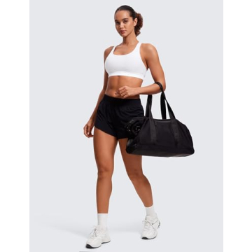 CRZ YOGA Women's Strappy Sports Bras Fitness Workout Padded Yoga Bra Criss Cross Back White Medium