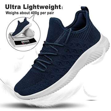 Feethit Mens Slip On Walking Shoes Lightweight Breathable Non Slip Running Shoes Comfortable Fashion Sneakers for Men Blue Size 11