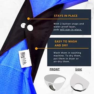 HighOh™ Period Starter Kit | Soft Washable Charcoal Bamboo Menstrual Pad | Bladder Support & Incontinence Pads | Reusable Sanitary Napkins | Six Medium Flow Pads & 1 Free Waterproof Wetbag