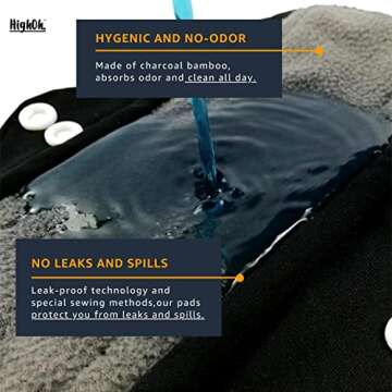 HighOh™ Period Starter Kit | Soft Washable Charcoal Bamboo Menstrual Pad | Bladder Support & Incontinence Pads | Reusable Sanitary Napkins | Six Medium Flow Pads & 1 Free Waterproof Wetbag