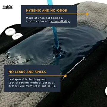 HighOh™ Period Starter Kit | Soft Washable Charcoal Bamboo Menstrual Pad | Bladder Support & Incontinence Pads | Reusable Sanitary Napkins | Six Medium Flow Pads & 1 Free Waterproof Wetbag