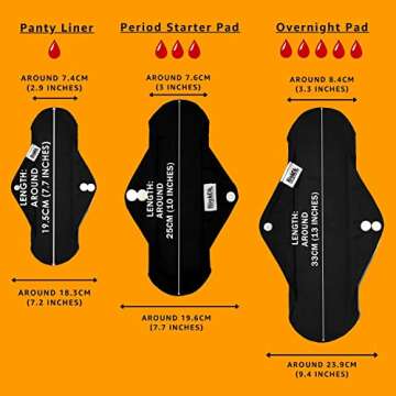 HighOh™ Period Starter Kit | Soft Washable Charcoal Bamboo Menstrual Pad | Bladder Support & Incontinence Pads | Reusable Sanitary Napkins | Six Medium Flow Pads & 1 Free Waterproof Wetbag