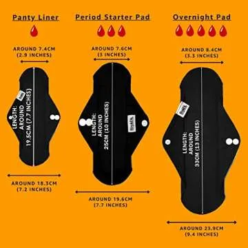 HighOh™ Period Starter Kit | Soft Washable Charcoal Bamboo Menstrual Pad | Bladder Support & Incontinence Pads | Reusable Sanitary Napkins | Six Medium Flow Pads & 1 Free Waterproof Wetbag
