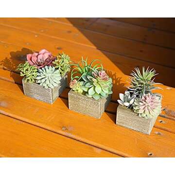 Mingfuxin Artificial Succulents Plants, Mini Assorted Green Fake Plants in Pots, Small Succulents Pl...