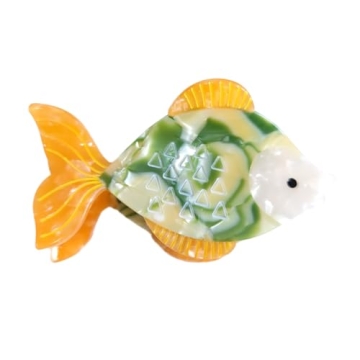 Stylish Orange Acetate Fish Hair Clips for Women - Durable & Non-Slip