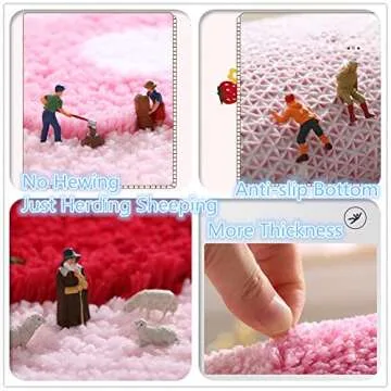 MOONASE Bath Rugs Non Slip Bath Mat Cute Strawberry Flower Shaped Bath Mats Water Absorbent Plush Washable Floor Mat for Bathroom/Kitchen/Living Room (Pink, 25.6x17.7 Inch)