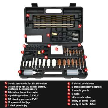 GLORYFIRE Universal Gun Cleaning Kit Hunting Handgun Shot Gun Cleaning Kit with Case Travel Size Portable Metal Brushes