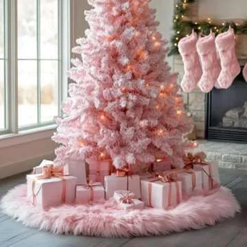 AOGU 3 Pack 19 Inch Pink Christmas Stockings Faux Fur Xmas Christmas Stockings Hanging Ornaments Candy Gift Bags for Christmas Decorations