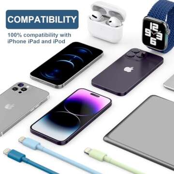 iPhone Charger 6Pack Apple MFi Certified Fast Charging Cable 3/3/6/6/6/9 FT Lightning Cable USB A Durable Fast Charging Cord Compatible for iPhone 14 13 12 11 Pro Max XS MAX XR XS X 8 7 6 Plus