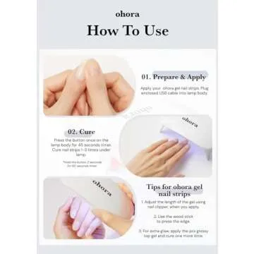 ohora UV/LED Gel Lamp for Gel Nail Strips - 6W Max, 2 Timers (45s / 60s), Portable Lamp for Curing Gel Nail Art, Gel Stickers and Strips, Gel Strips Only