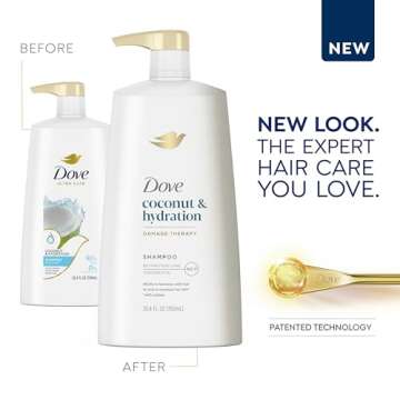 Dove Ultra Care Shampoo Coconut and Hydration for Dry Hair Shampoo with Oil Blend of Coconut, Jojoba & Sweet Almond 25.4 oz