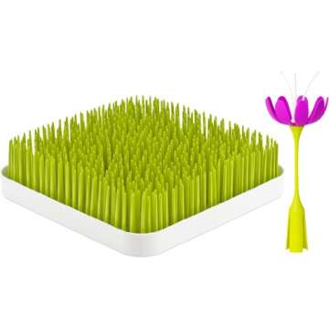 Redhai Boon Grass and Stem, Green + Magenta/White