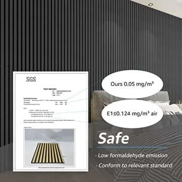 Art3d 4-Piece Wood Slat Acoustic Panels for Stylish Decor and Noise Reduction, 3D Textured Panel for Ceiling and Wall, Matte Black