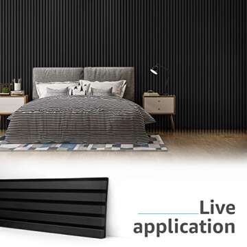 Art3d 4-Piece Wood Slat Acoustic Panels for Stylish Decor and Noise Reduction, 3D Textured Panel for Ceiling and Wall, Matte Black